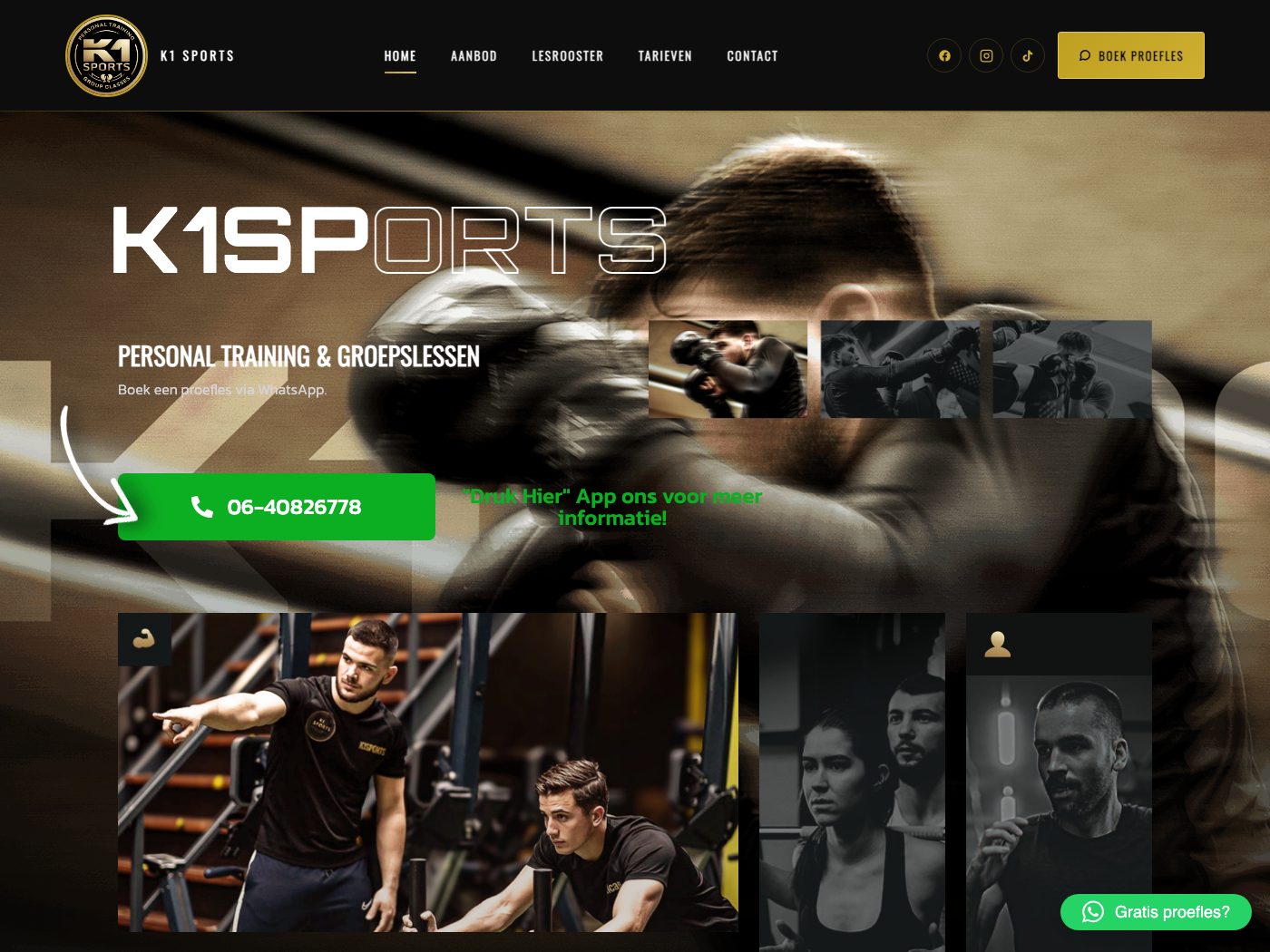 k1sports.nl homepage