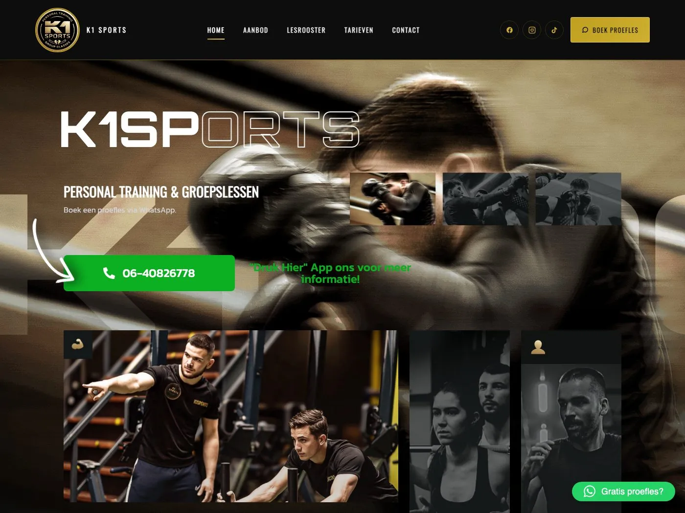 k1sports.nl homepage